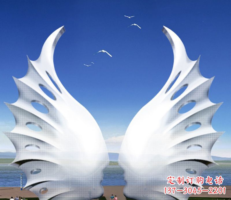 济南大型翅膀雕塑不锈钢