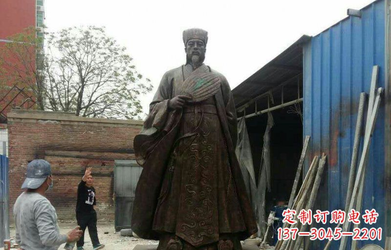 济南典雅大型立式诸葛亮铜雕