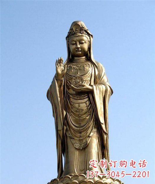 济南大型立式观音铜雕