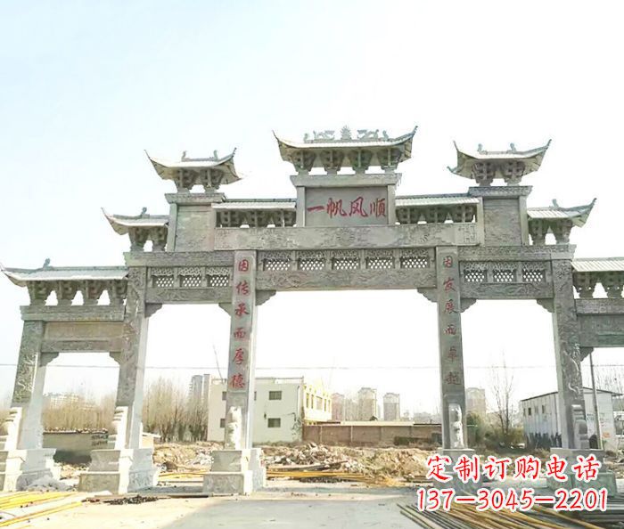 济南大型五门石雕牌楼 (3)