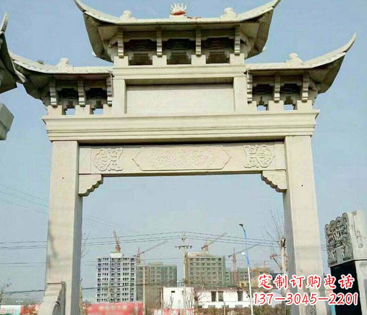 济南单门道路牌坊石雕
