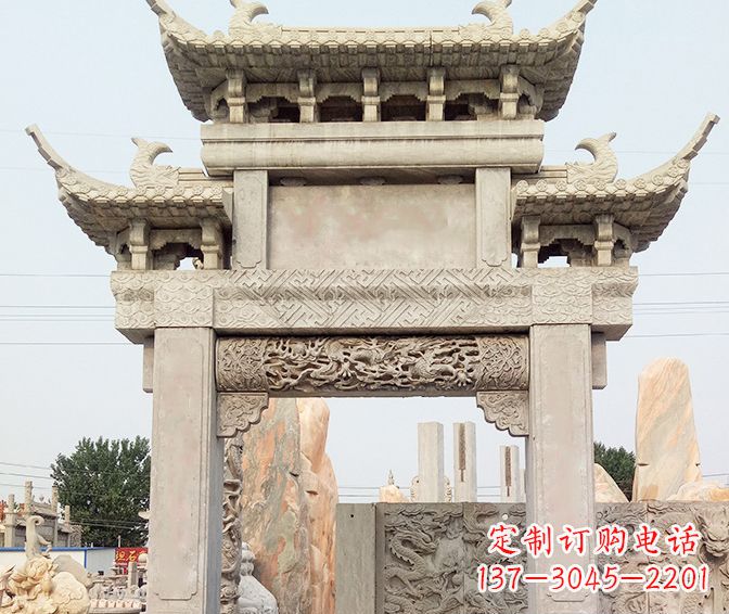 济南单门大理石牌坊石雕