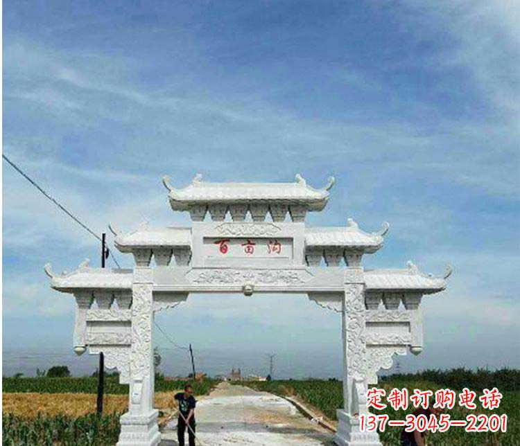 济南单门石牌坊石雕_2