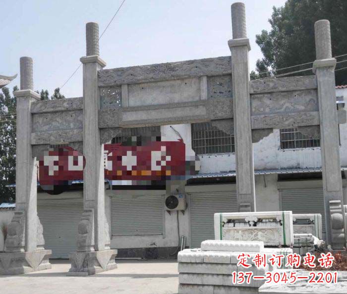 济南领雕塑 | 专业定制道路大理石牌坊雕塑