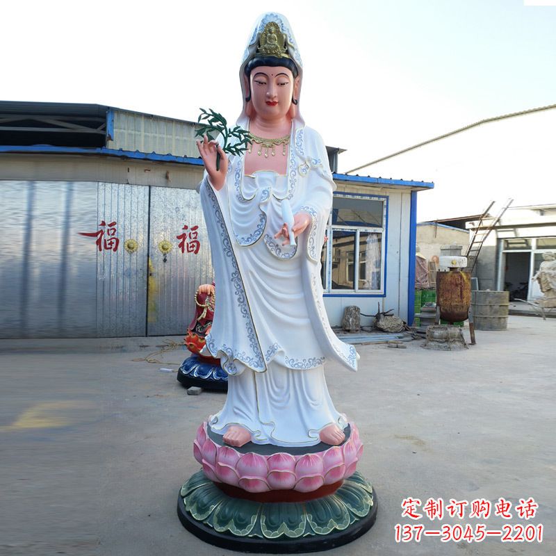 济南玻璃钢彩绘观音雕塑