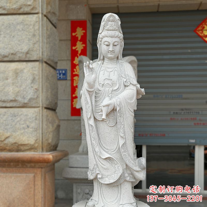济南滴水观音青石佛像雕塑