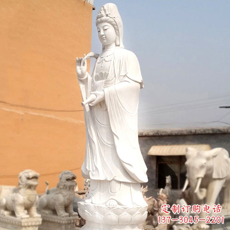 济南滴水观音汉白玉石雕佛像