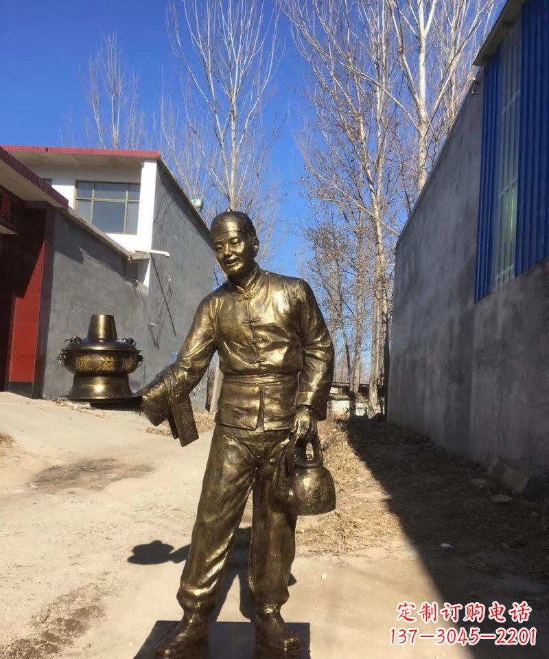 济南店小二铜雕火锅人物定制