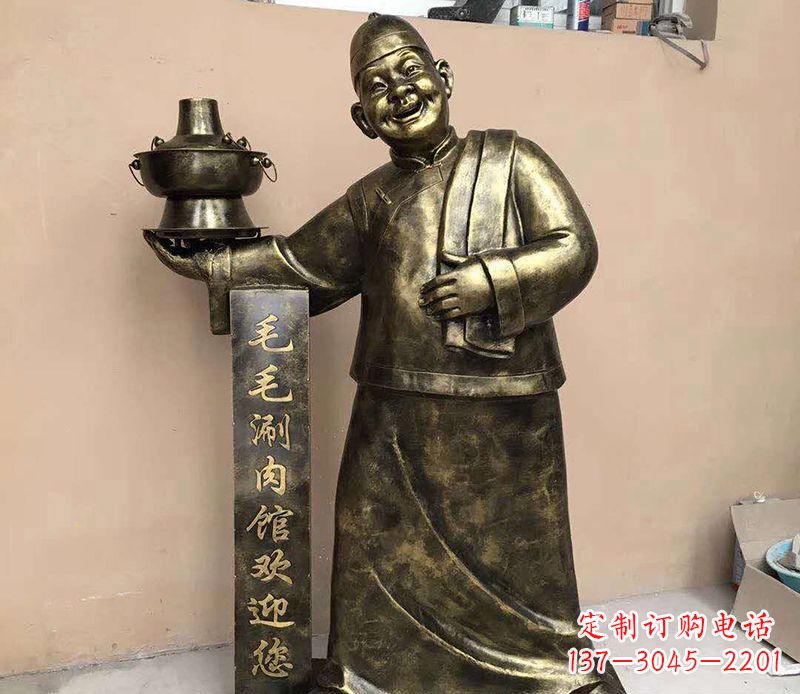 济南店小二铜雕——精致细腻的艺术之美