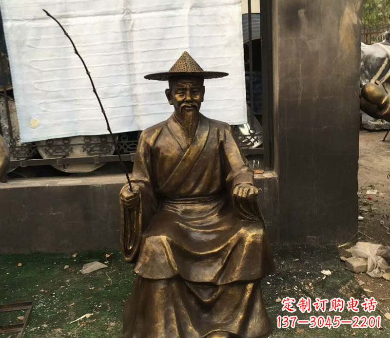 济南精美手工渔翁铜雕