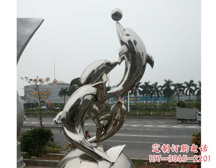 济南海豚精美不锈钢雕塑