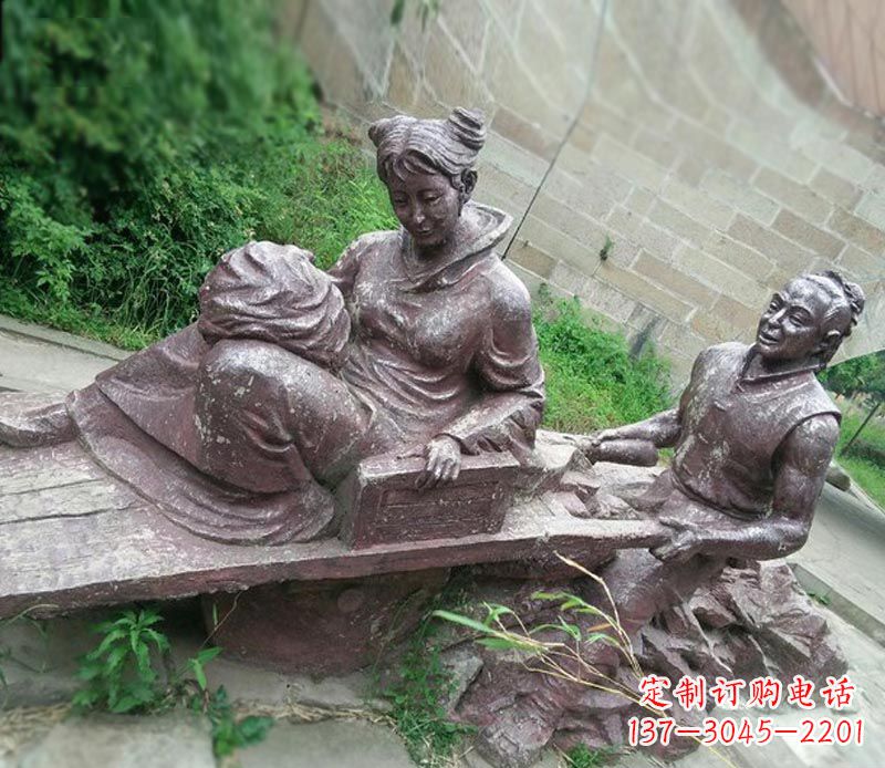 济南传统风格高雅的独轮车铜雕