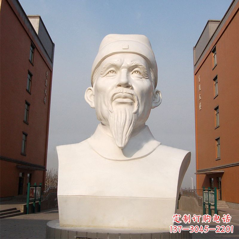 济南杜甫石雕像-学校校园历史名人唐代著名诗人头像