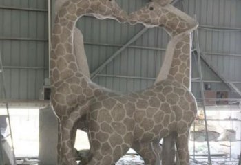 济南大理石艺术精美长颈鹿雕塑