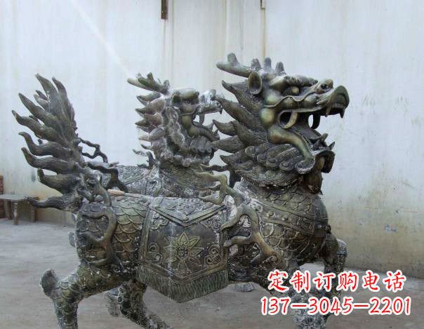 济南精致手工铜麒麟雕塑