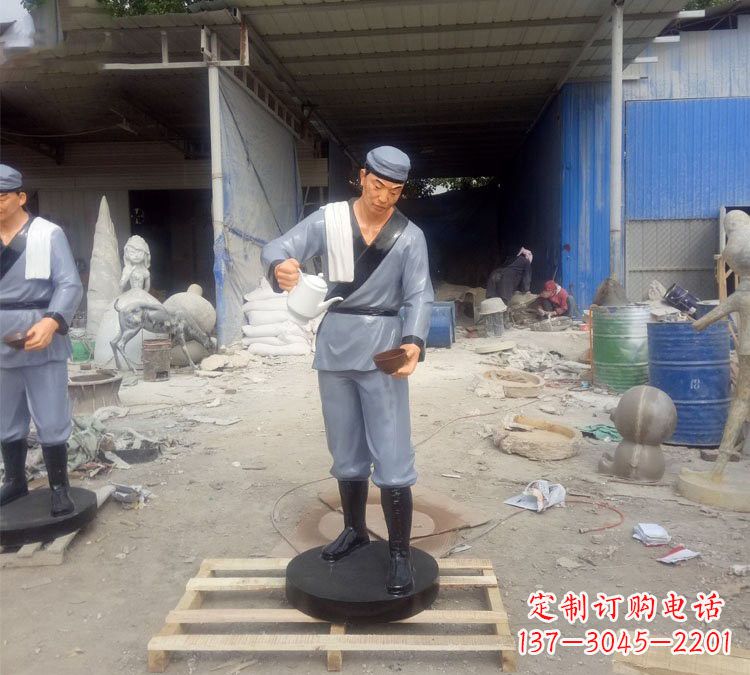济南铝合金仿真店小二雕塑