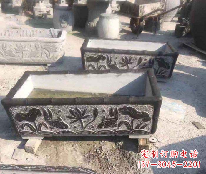 济南精美仿古石水缸雕塑