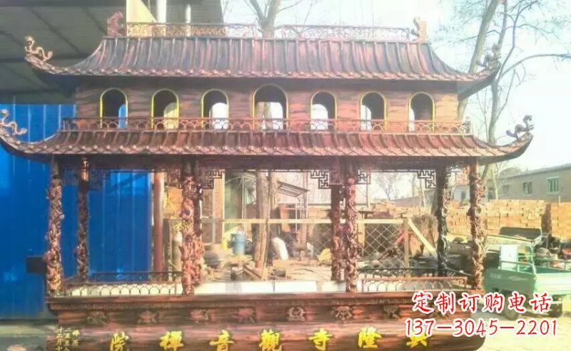 济南方形寺庙香炉铜雕_1