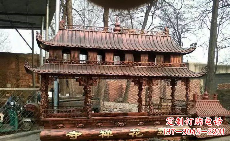 济南方形寺庙香炉铜雕