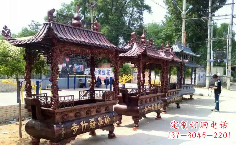 济南方形寺庙香炉铜雕_2
