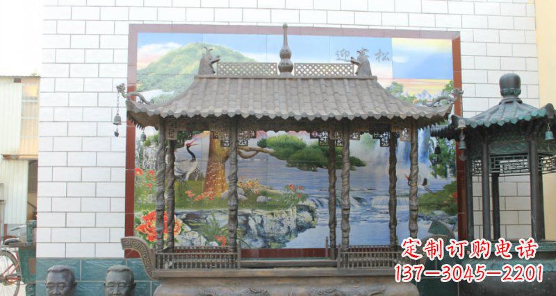 济南方形香炉寺庙铜雕 (2)