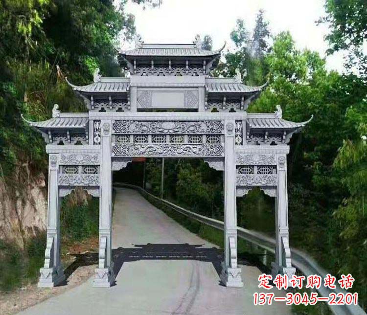 济南仿古三门牌坊石雕