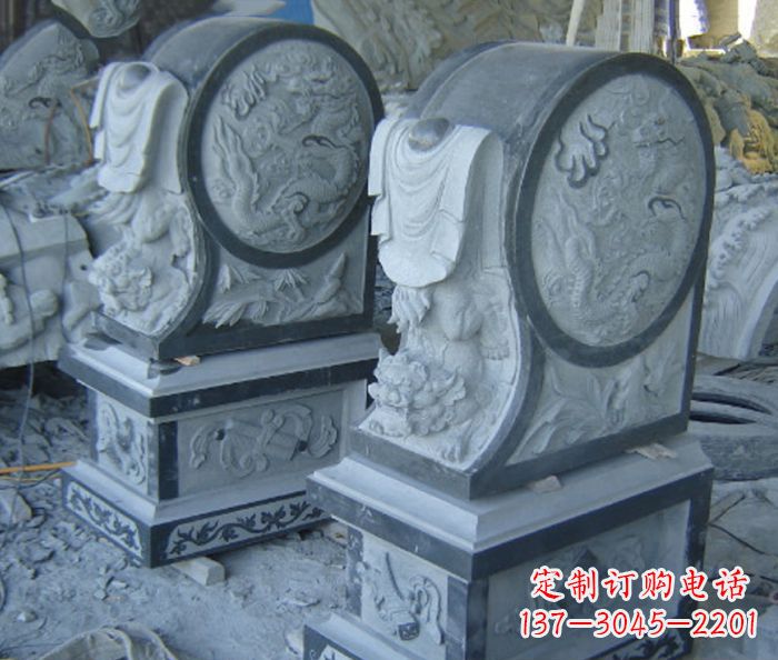 济南仿古石门墩招财抱鼓石