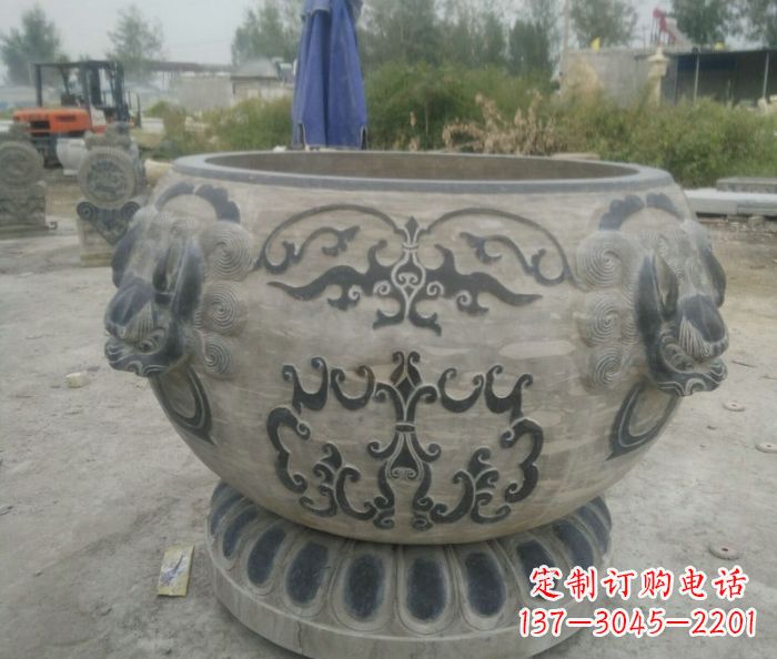 济南仿古圆形水缸石雕 (3)