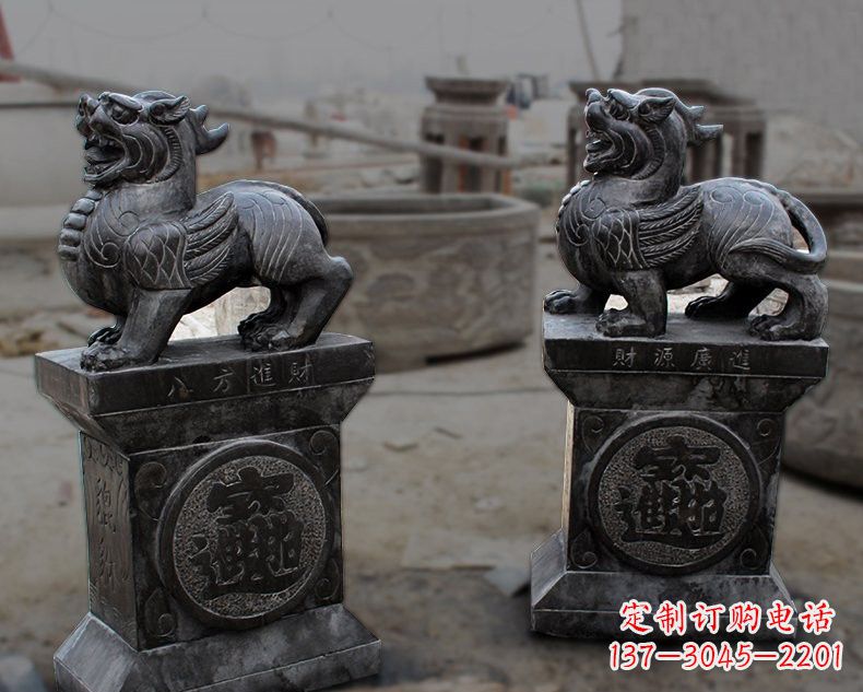 济南仿古招财进宝貔貅石雕