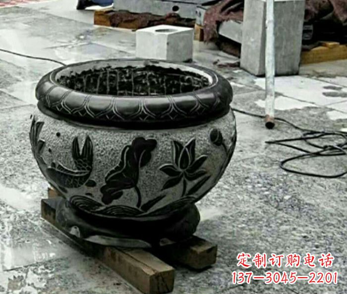 济南仿古招财水缸石雕 (2)