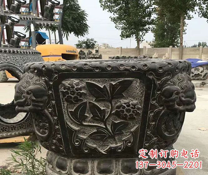 济南仿古招财水缸石雕 (3)