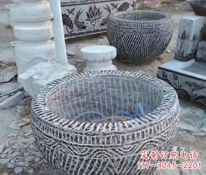 济南仿古招财水缸石雕