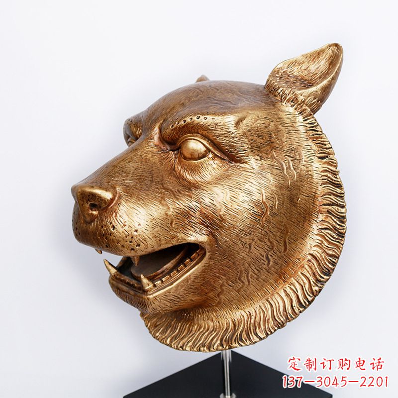 济南仿铜虎头玻璃钢雕塑