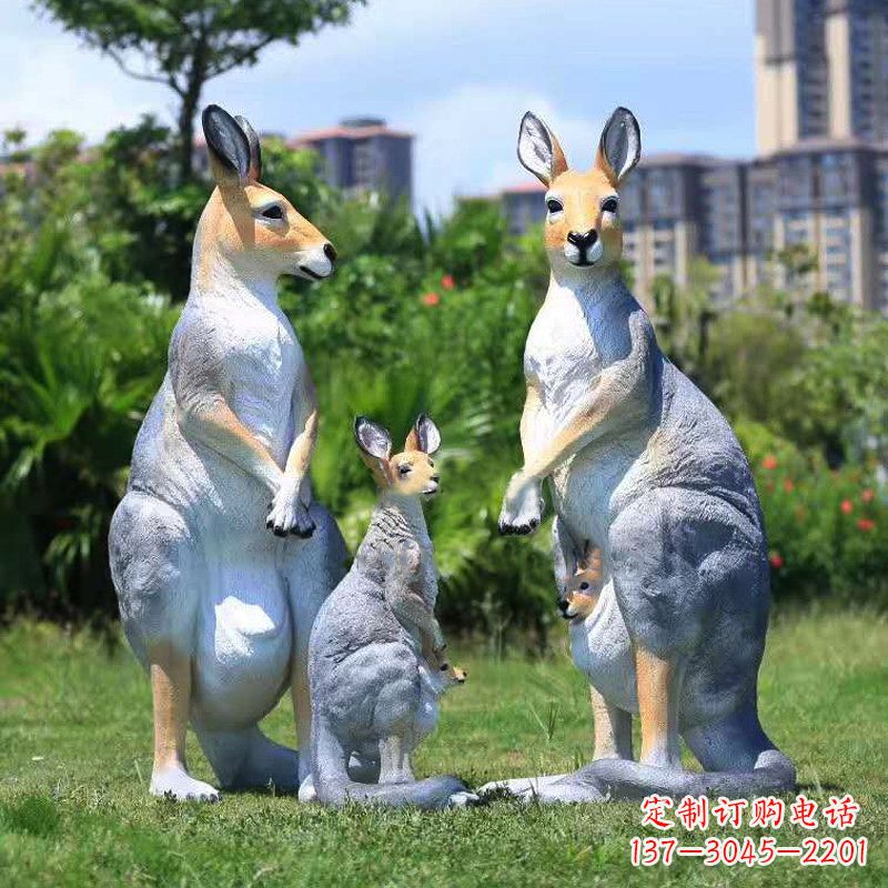 济南仿真袋鼠玻璃钢雕塑