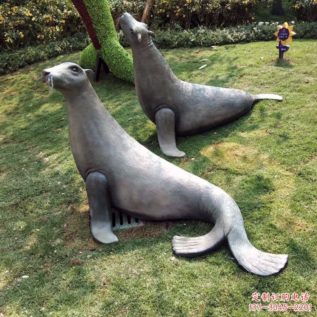 济南精美玻璃钢海豹雕塑