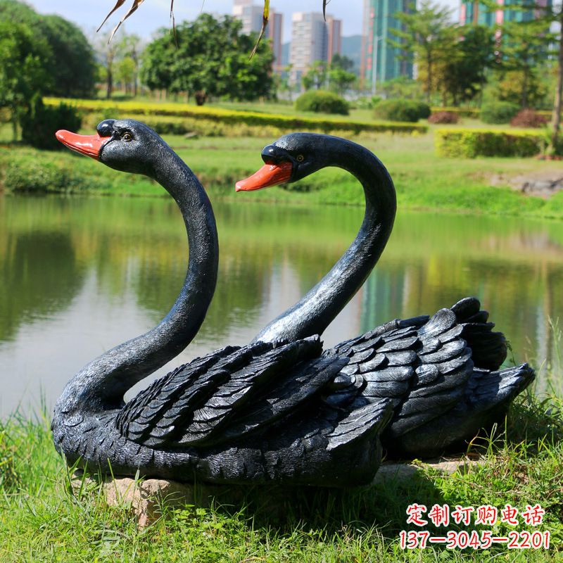 济南仿真黑天鹅玻璃钢雕塑-公园园林水景装饰动物雕塑