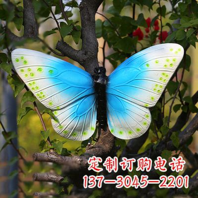 济南精致风韵,蓝白蝴蝶雕塑