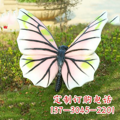 济南浅粉白色仿真蝴蝶雕塑