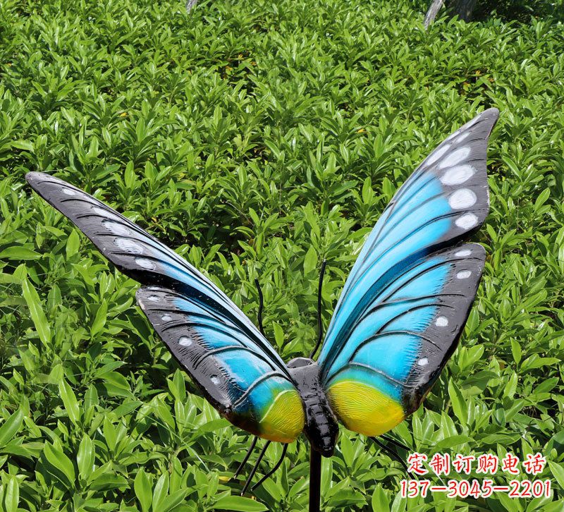 济南仿真蝴蝶插件,玻璃钢公园昆虫雕塑