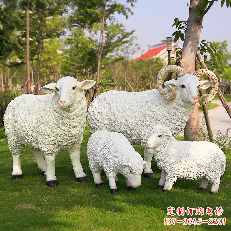 济南乡村绵羊雕塑 – 农家院庭院仿真动物摆件