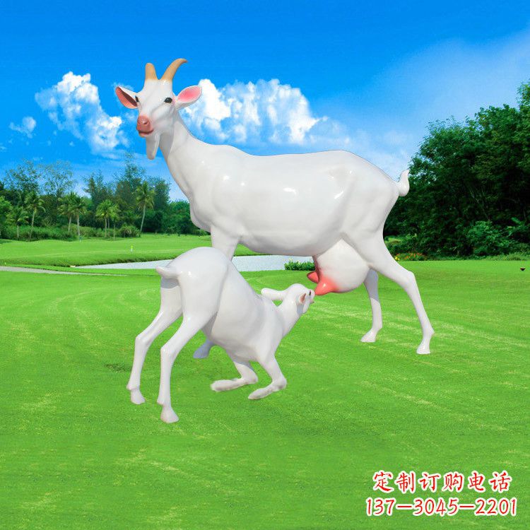 济南精美仿真羊羔羊跪乳雕塑