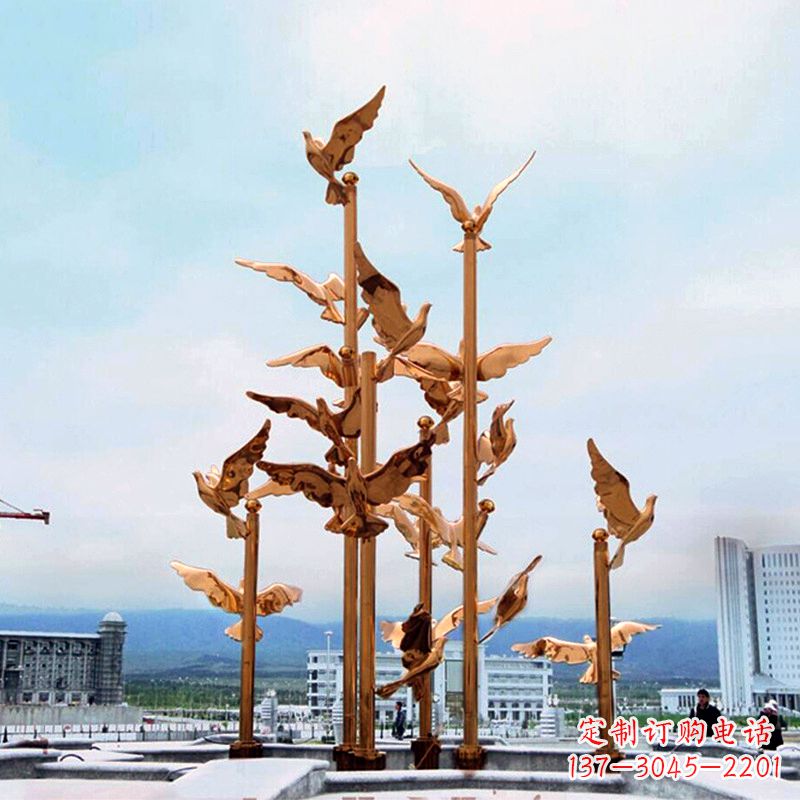 济南中领雕塑传承祥和和平的和平鸽雕塑