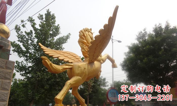 济南飞马广场景观动物铜雕