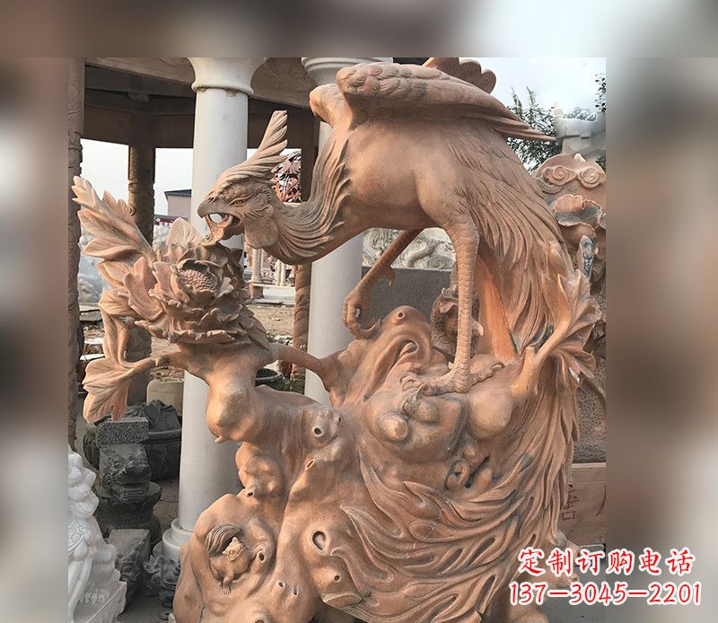 济南凤凰牡丹石雕