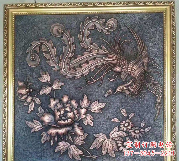 济南凤凰牡丹铜浮雕