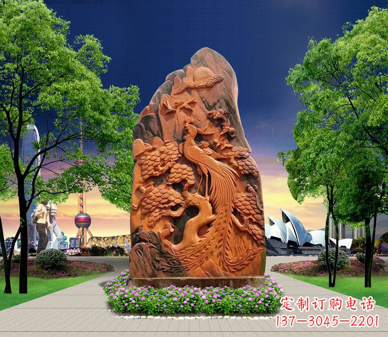 济南凤凰石雕公园动物摆件