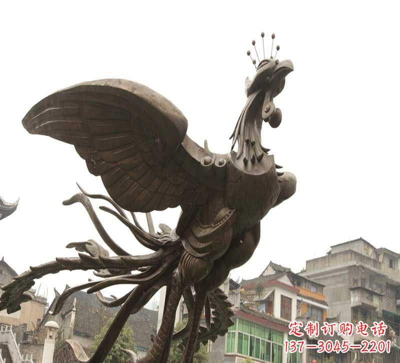 济南凤凰展翅铜雕