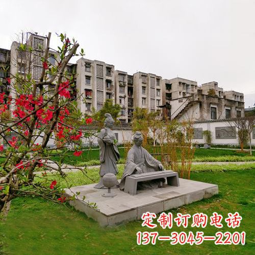 济南凤求凰司马相如与卓文君雕塑-小区园林历史人物情景雕塑