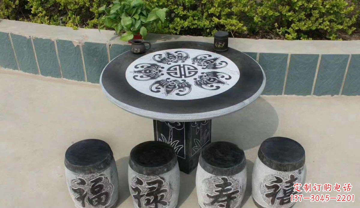 济南福禄寿喜桌凳石雕