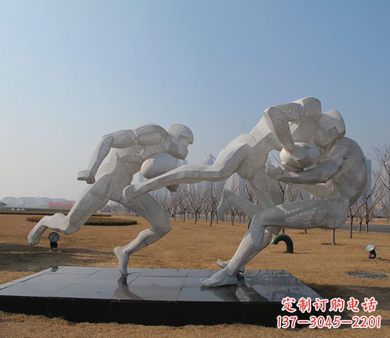 济南不锈钢橄榄球体育雕塑